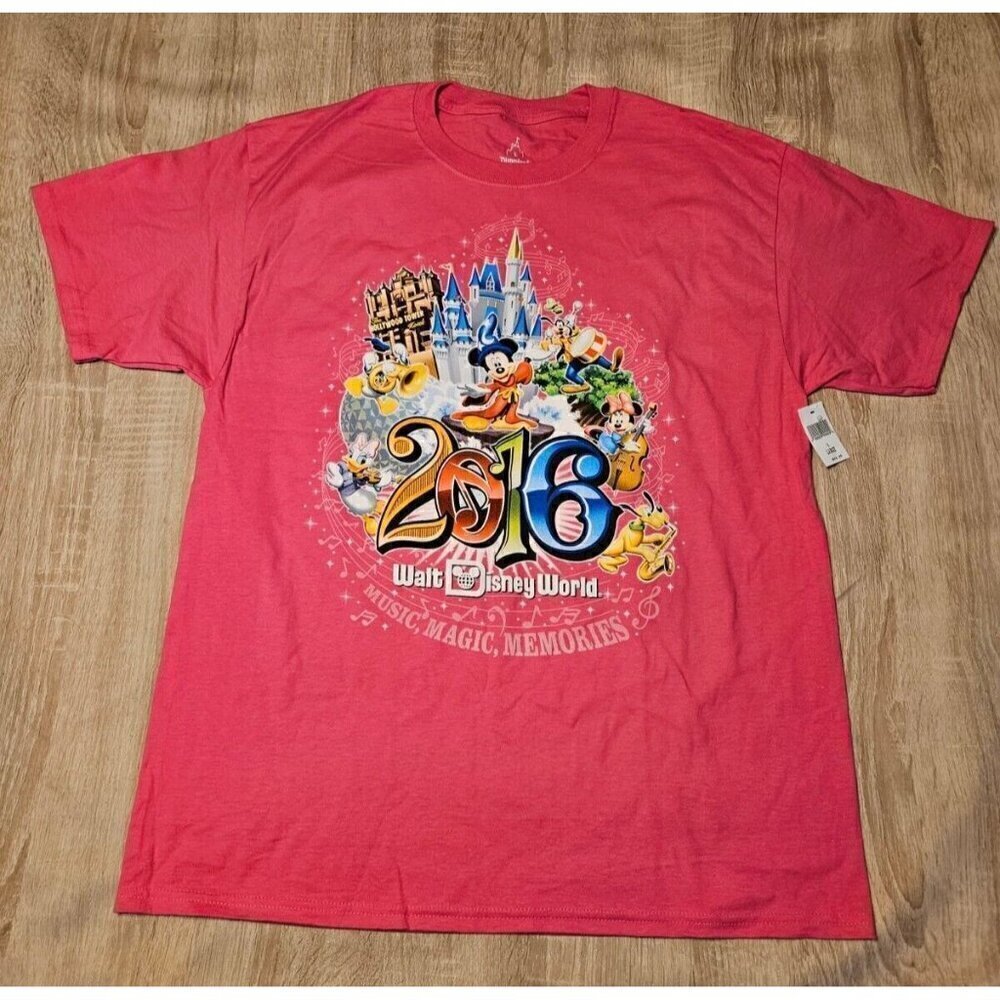 DISNEYLAND Resort Walt DISNEY WORLD 2016 Women's L Music Magic Memories Pink Nwt